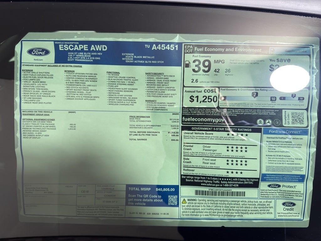 2026 Ford Escape ST-Line Elite