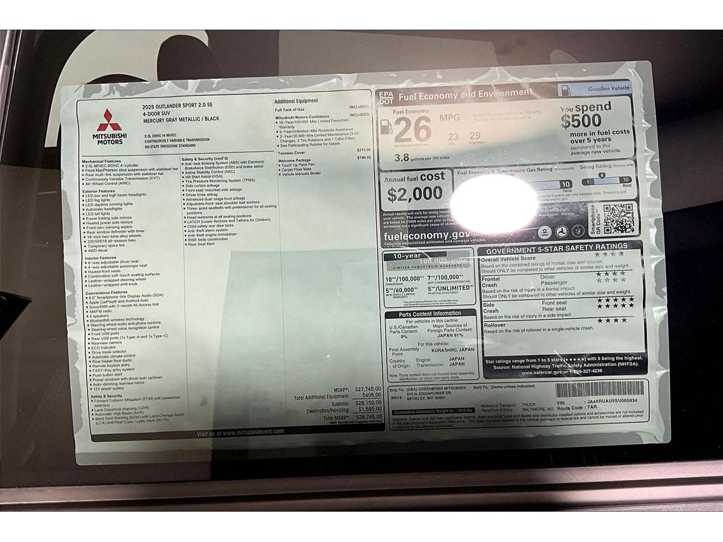2025 Mitsubishi Outlander Sport SE