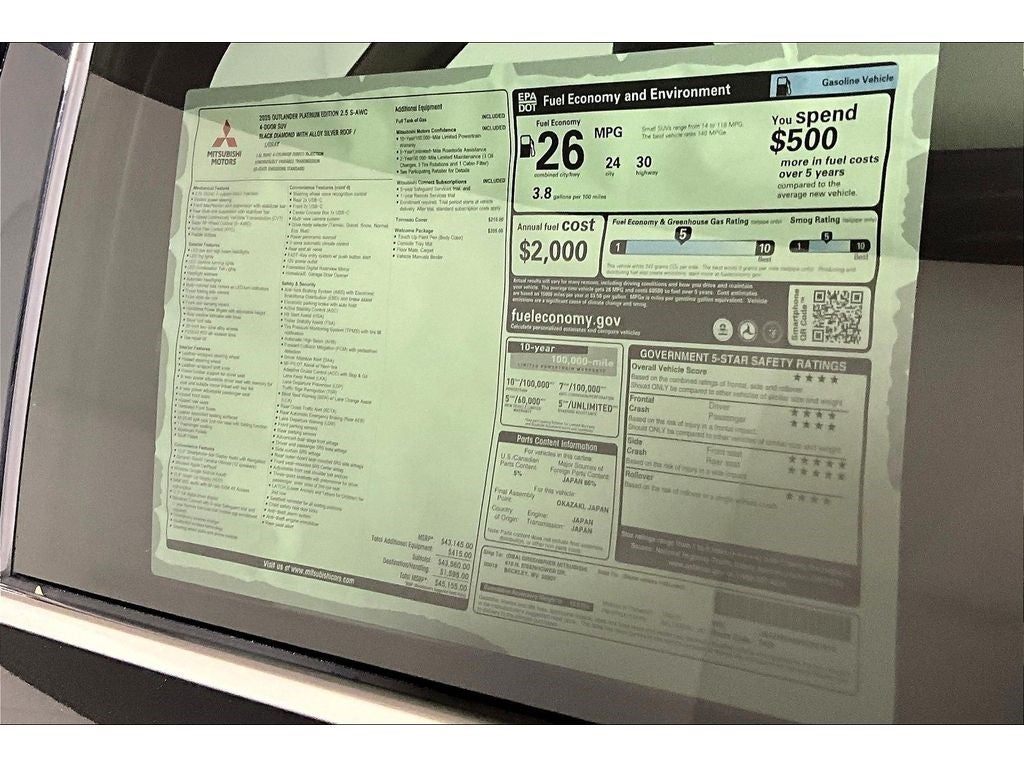 2025 Mitsubishi Outlander Platinum Edition